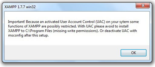 xampp warning message