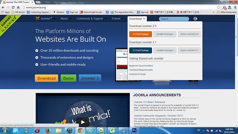 Joomla home page