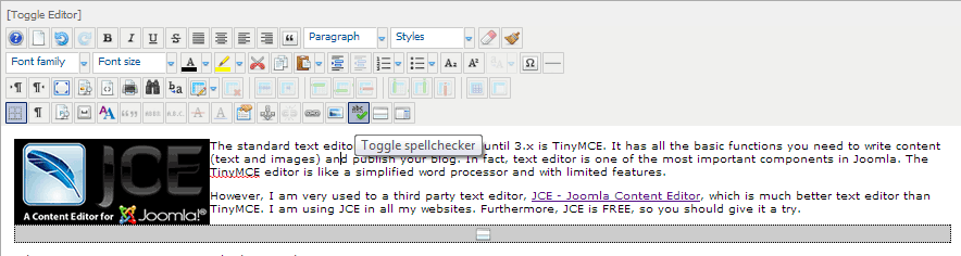 Joomla JCE Spellchecker