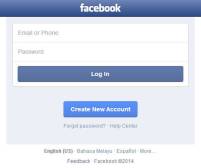 Facebook login form