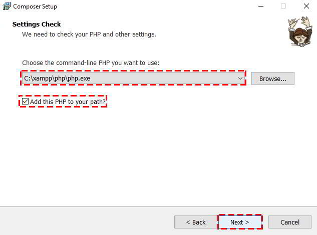 6 composer installer php setting