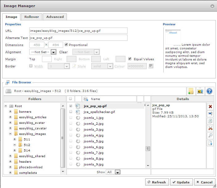 Joomla JCE 图像管理